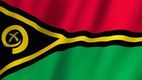 Vanuatu flag waving in the wind. Flag of Vanuatu images Ilustração Stock