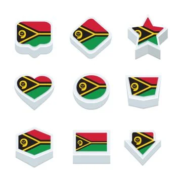 Vanuatu flags icons and button set nine styles Stock Illustration