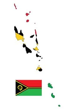 Vanuatu Map and Flag Stock Illustration
