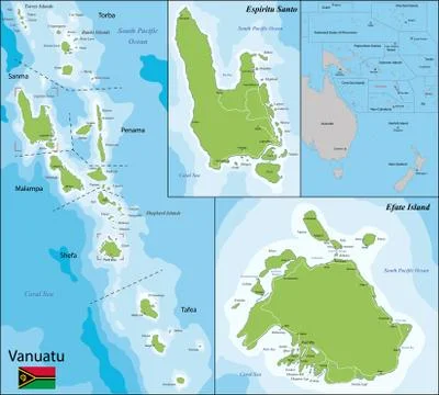 Vanuatu map Stock Illustration