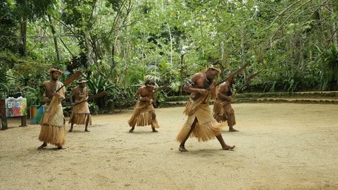 Vanuatu men performing dance with chanting Video stock 123139087