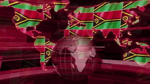 Vanuatu news technology earth map animated background Stock Footage 264641862