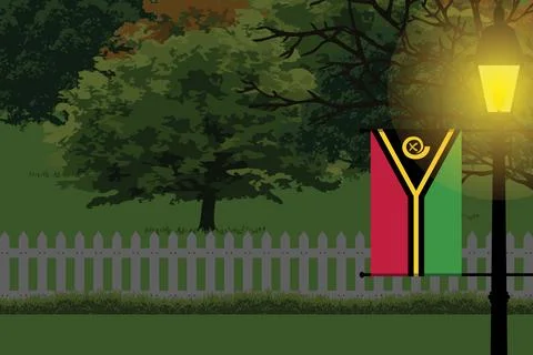 Vanuatu Night Trees Lamp Vector Illustration Stock Illustration