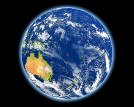 Vanuatu in red from space Stock Illustration