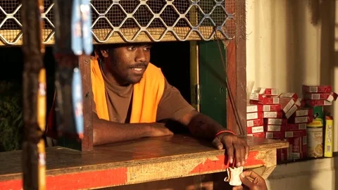 Vanuatu shop at night Stock Footage 76504251