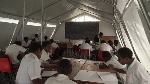 Vanuatu tent classroom Stockbeeldmateriaal 76503721