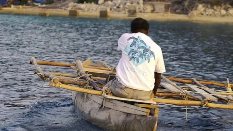Vanuatu traditional canoe 5 Stockbeeldmateriaal 76548632