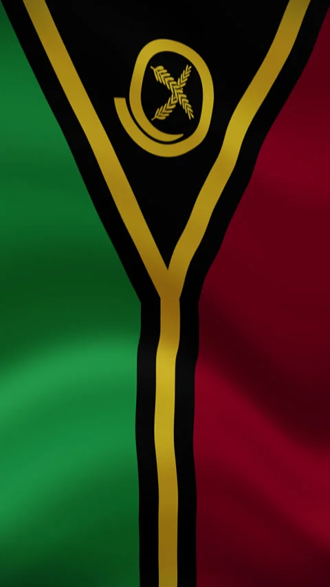Vanuatu Waving Flag in Vertical Orientation – Realistic Loop Animation Stock Footage 294948439