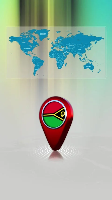 Vanuatu World Map Pin Location Background Loop Vertical Stock Footage 343194639