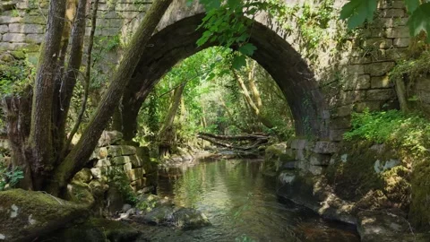 Vaos River With The Lumeares Bridge Stock-Footage 336365883