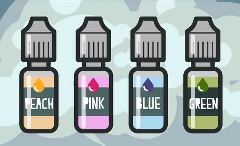 Vape bottles with liquid Stock Illustration