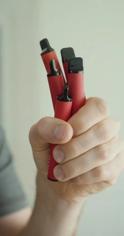 Vape Devices with Smoke Close-Up – E-Cigarette and Vapor Concept Stock Footage 334369659