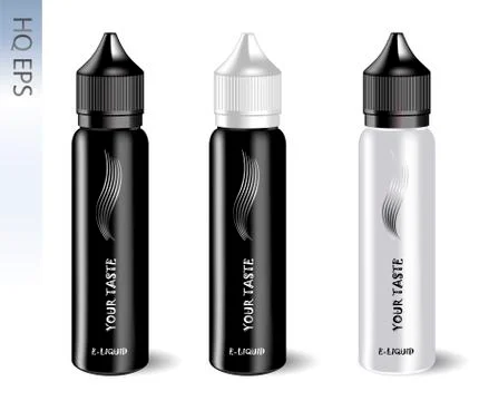 Vape e liquid bottles set. Vape jars. Vector Stock Illustration