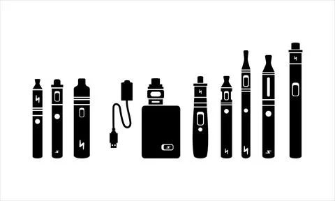 Vape ecigarettes smoking tools vector illustration set. Illustrazione stock
