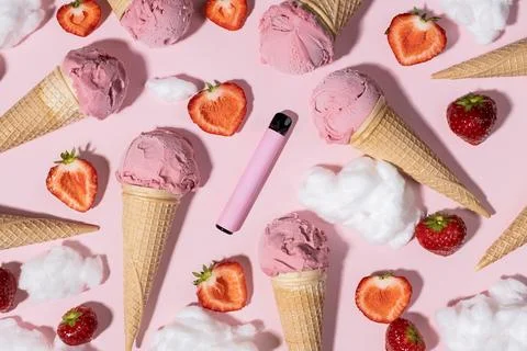 Vape Pen With Decorative Elements Representing Flavor Profile Stock Photos