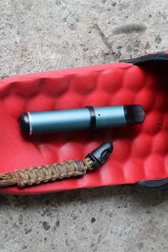 Vape Pod System on red background,vaping concept 스톡 사진