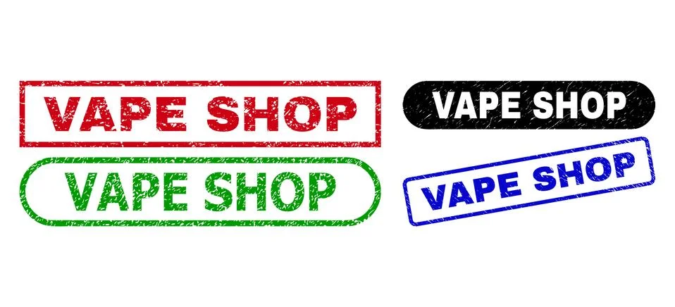 VAPE SHOP Rectangle Stamps Using Corroded Surface Stock Illustration