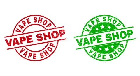 VAPE SHOP Round Seals Using Unclean Surface Stock Illustration