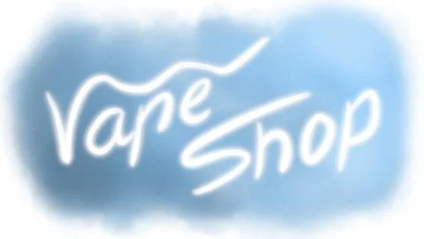 Vape store design element, brush of light on blue cloud Stock Illustration