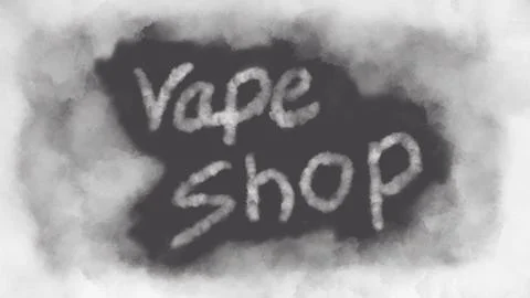 Vape store design element, formed by clouds of smoke Stock Illustration