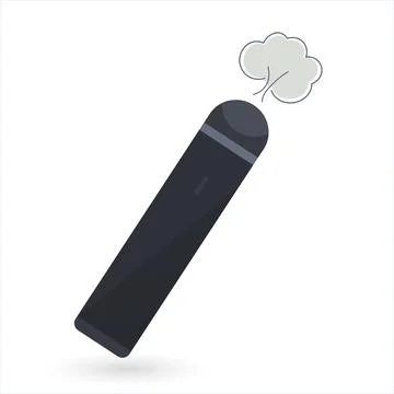 Vape vector icon. Electronic cigarette with smoke. Contour isolated pictogram on Stock Illustration