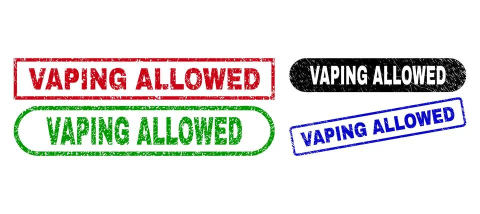 VAPING ALLOWED Rectangle Seals Using Corroded Surface Stock Illustration