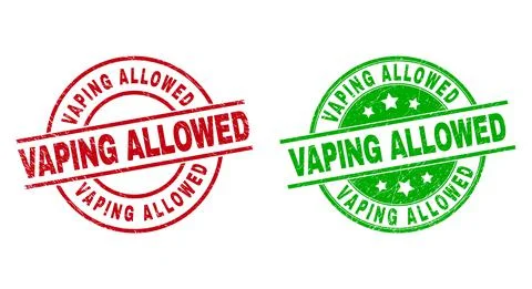 VAPING ALLOWED Round Seals Using Scratched Style Stock Illustration