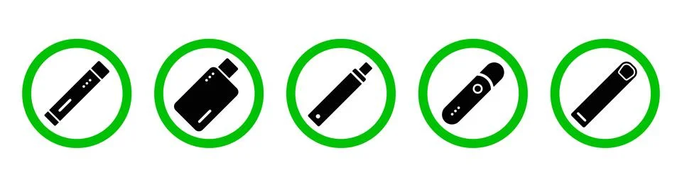 Vaping allowed sign icon set. Permission signs with electronic cigarette sy.. Stock Illustration