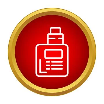 Vaping device icon on red circle background Illustrazione stock