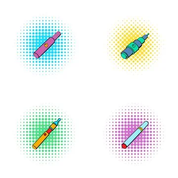 Vaping devices pop art style halftone backgrounds Stock Illustration