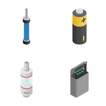 Vaping e cigarette elements with battery and liquid tank Stock Illustration