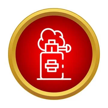 Vaping electronic cigarette device emitting vapor cloud icon Stock Illustration