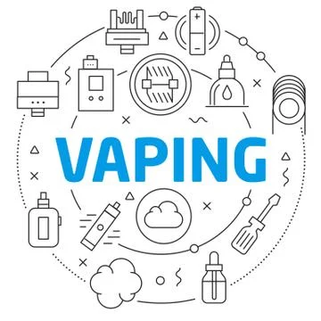 Vaping Linear illustration Stock Illustration