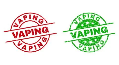 VAPING Round Badges Using Scratched Texture Stock Illustration