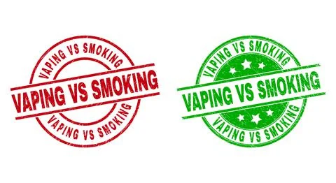 VAPING VS SMOKING Round Stamp Seals Using Corroded Surface Stock Illustration