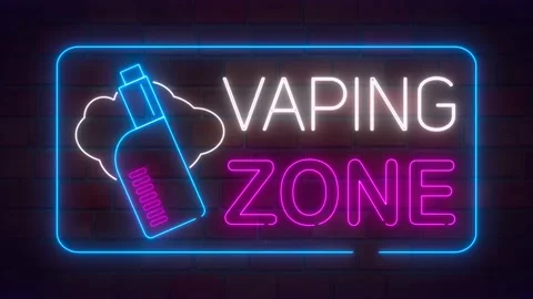 Vaping zone neon sign lights logo text glowing multicolor. Stock Footage 202729110