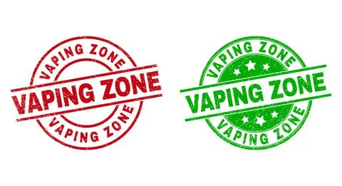 VAPING ZONE Round Badges Using Grunged Style Stock Illustration