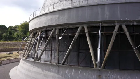 Vapor at the base of the tower that produce electricity with geothermical power. Stock Footage 172041653