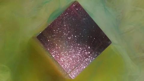 Vapor flow glitter cube ink water smoke cloud mix Stock Footage 340331007