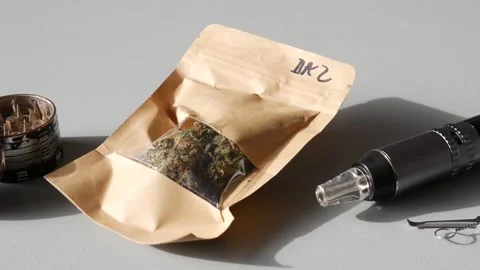 Vaporizing Set Consisting of Grinder, Cannabis, Vaporizer, Brush, Tippling Tool Video stock 159613822