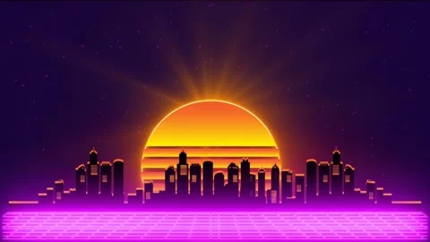 Vaporwave city background with spotlight effect Stock Footage 295721448