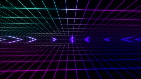 Vaporwave gradient colors title background in retro style neon grid effect Stock Footage 285527326
