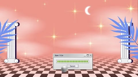 Vaporwave Poster With User Interface Elements and Vintage Comics Illustrations. Stock Footage 195953880