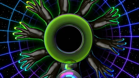 Vaporwave Vision - Ring Hands Video stock 136656858