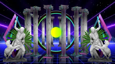 Vaporwave Vision - Temple Core  Stock-Footage 136656642