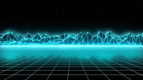 Vaporwave Vision - Wireframe Horizontal Slide Stock Footage 136659569