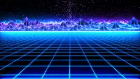 Vaporwave Vision - Wireframe Mountains Video stock 136659741