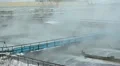 Vapour from waste water surface in an industrial treatment factory HD Footage