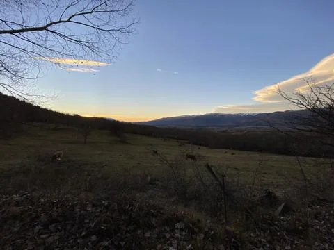 Vaques sunset Foto stock