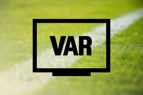 VAR, Video Assistant Referee icon, or VAR sign for soccer or football Stock Illustration